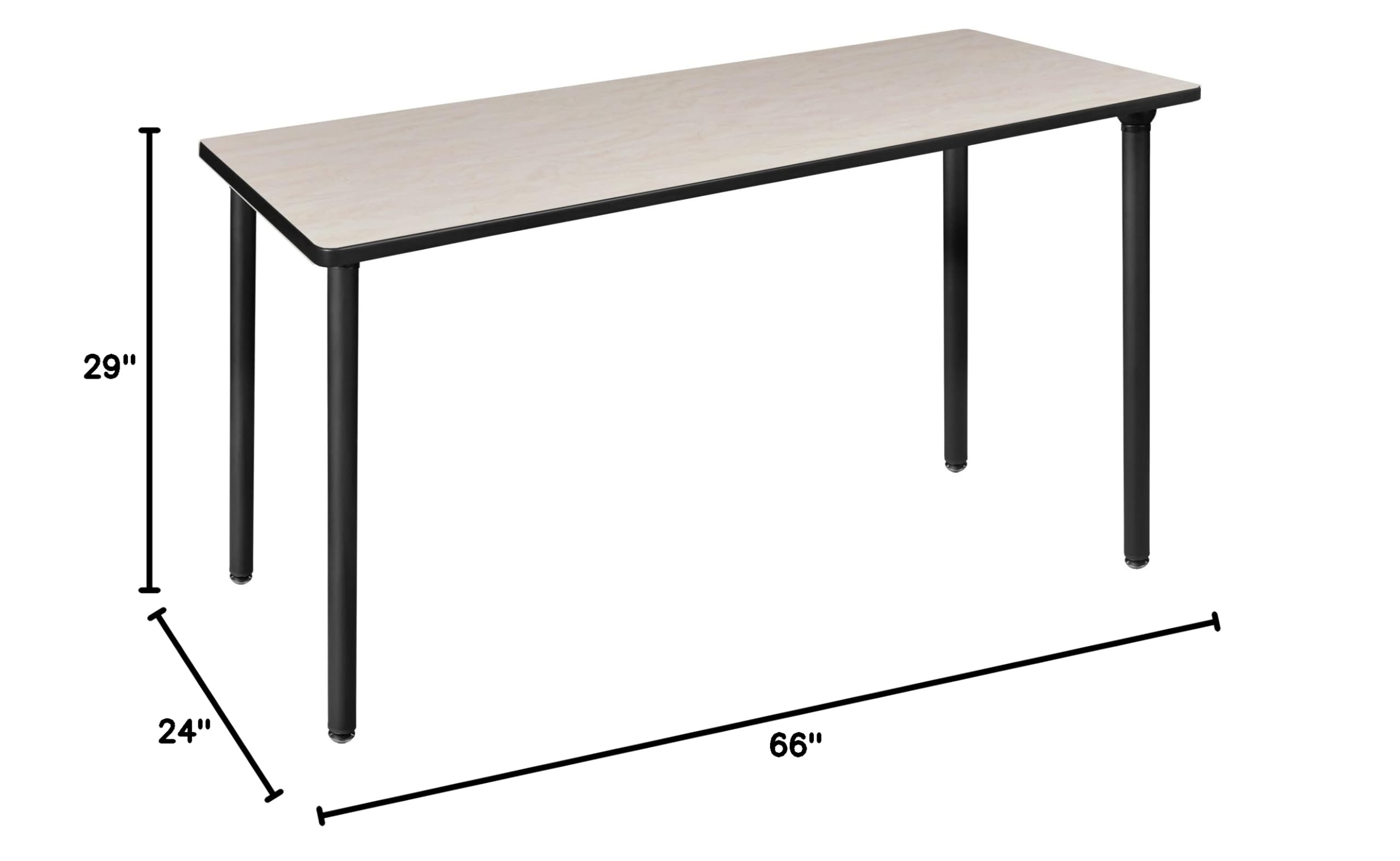 Regency Kee 66 x 24 Inch Folding Training Seminar Table - Maple Wood Top with Black Metal Legs, Portable Conference & Meeting Table for Office, Classroom, Events & Home Use
