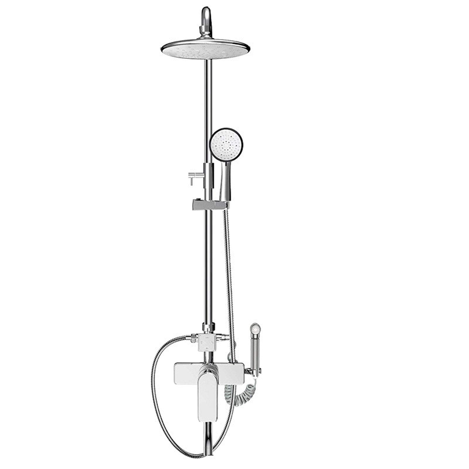 GELISURE Chrome 6-Spray Mode Shower System - Brass Bathroom Shower Set with Overhead Rain Shower Head & Mixer Tap - Modern Shower Mixer for Hotel, Gym, Pet Washing & Home Bathroom Upgrade