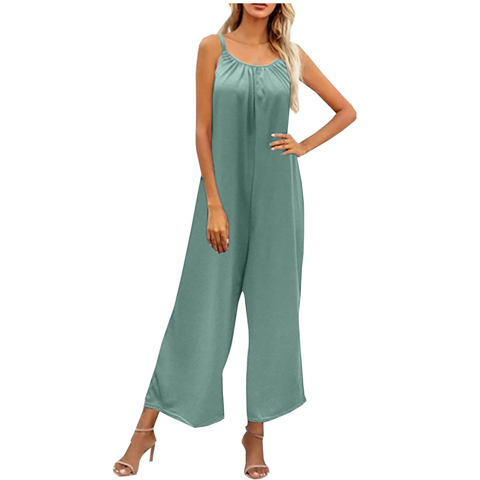 Posijego Women's Casual Sleeveless Strappy Jumpsuit - Trendy One Piece Romper for Ladies | Perfect for Summer Outfits, Beach Vacations & Casual Wear