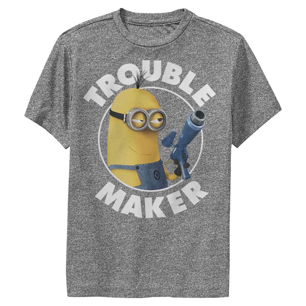 Minions Kids' Trouble Maker Graphic T-Shirt - Funny Cartoon Character Tee for Boys & Girls - Perfect for Birthday Parties, School Days & Family Outings