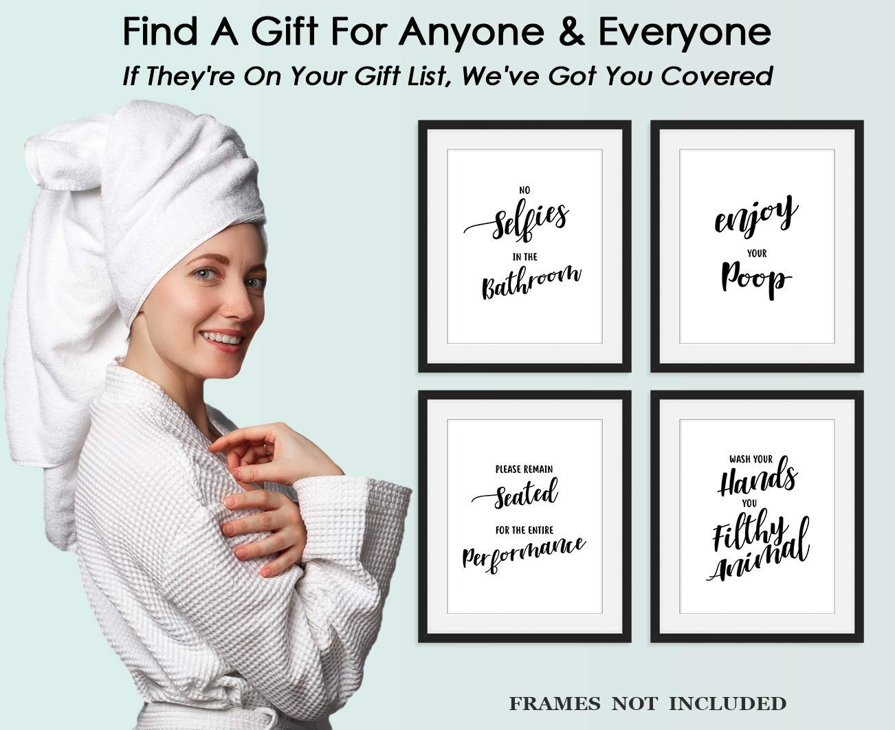 Farmhouse Bathroom Wall Art Set of 4 - Funny 8x10 Prints for Bathroom Decor & Home Aesthetics