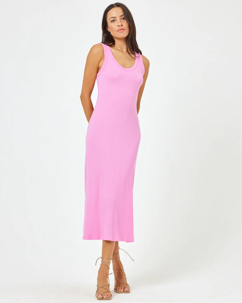 L*Space Women's Jenna Flowy Midi Dress - Tulip Pink | Summer Beach Cover Up, Resort Wear, Vacation Outfit