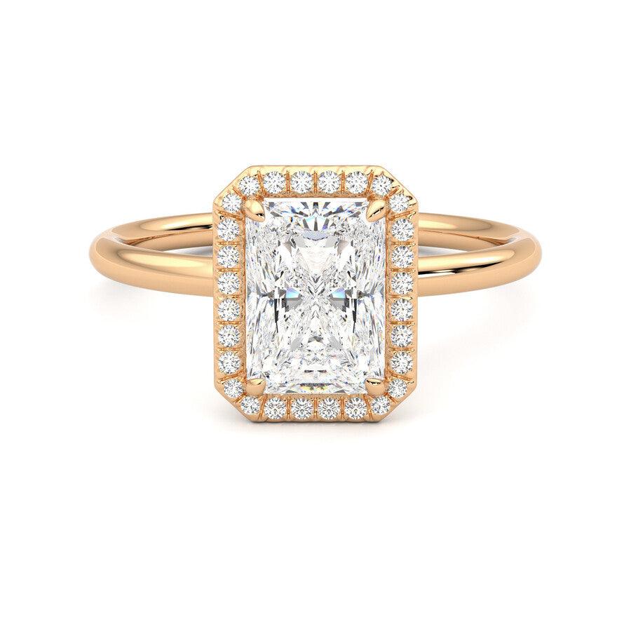 Stunning Radiant Cut Halo Moissanite Engagement Ring with Hidden Anniversary Stone - Perfect for Proposals, Anniversaries & Special Occasions