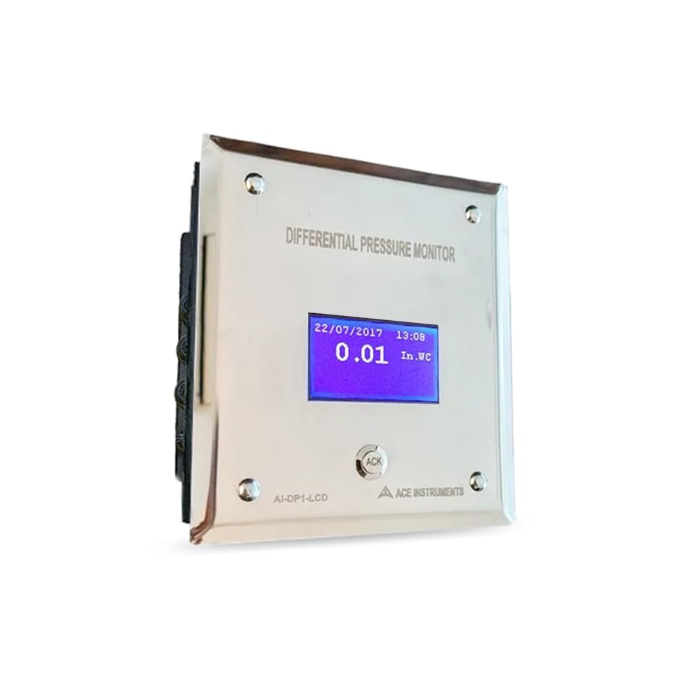AI-DP1-LCD Digital Differential Pressure Gauge - Negative Pressure Monitor for Isolation Rooms, Pharma Clean Rooms & Laboratories | Wall-Mounted HVAC Airflow Measurement Device for Hospitals, Clinics and Medical Facilities