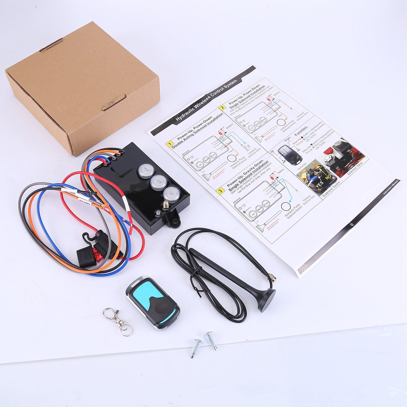 G3-H01 Wireless Remote Control System for 12V Hydraulic Dump Trailer & Winch - Heavy Duty Lift Kit for Construction, Farming & Towing Applications