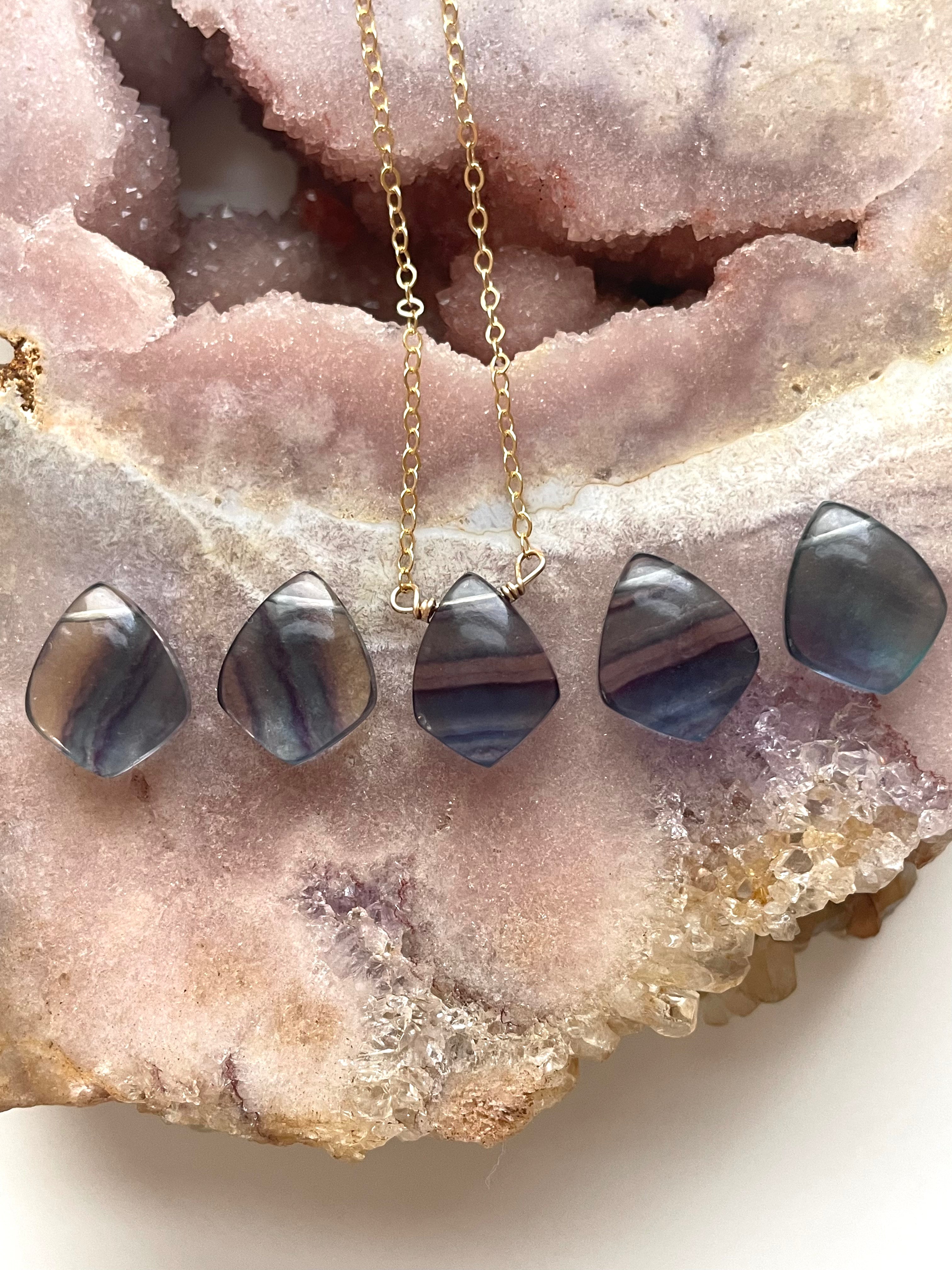 Rainbow Fluorite Pendant Necklace - Healing Crystal Jewelry for Women - Elegant Spiritual Gift for Meditation, Energy Balancing & Chakra Healing