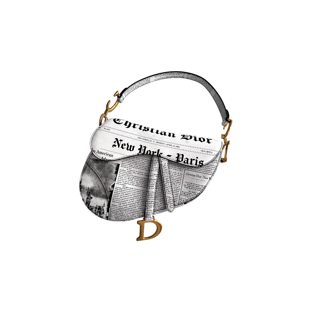Vintage Dior Calfskin Newspaper Saddle Bag - Authentic Pre-Owned Designer Handbag for Women | Perfect for Casual Outings, Date Nights & Fashion Events