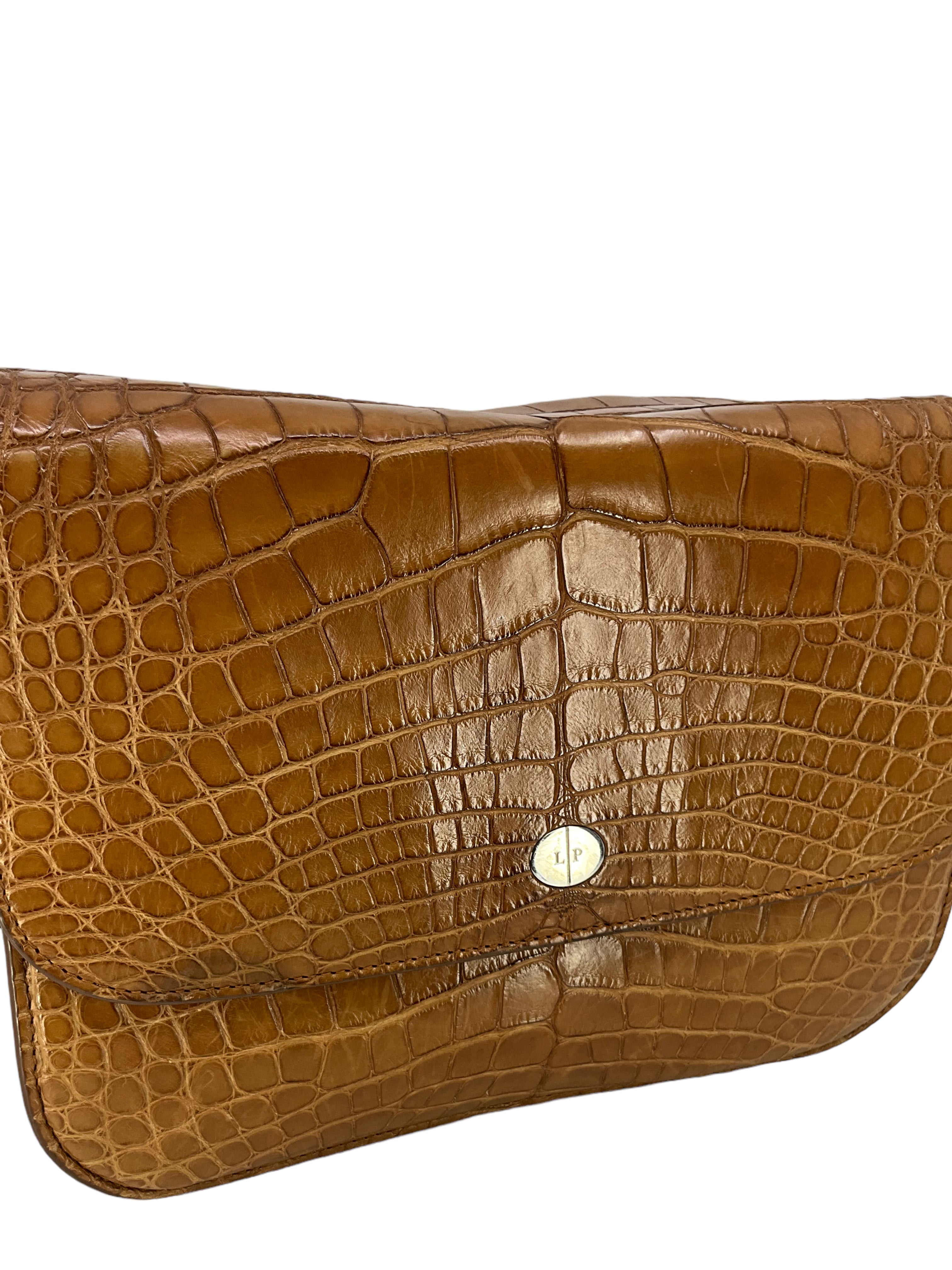 LORO PIANA Alligator Medium Flap Bag - Luxury Genuine Alligator Leather Handbag for Women | Perfect for Evening Events, Parties & Special Occasions