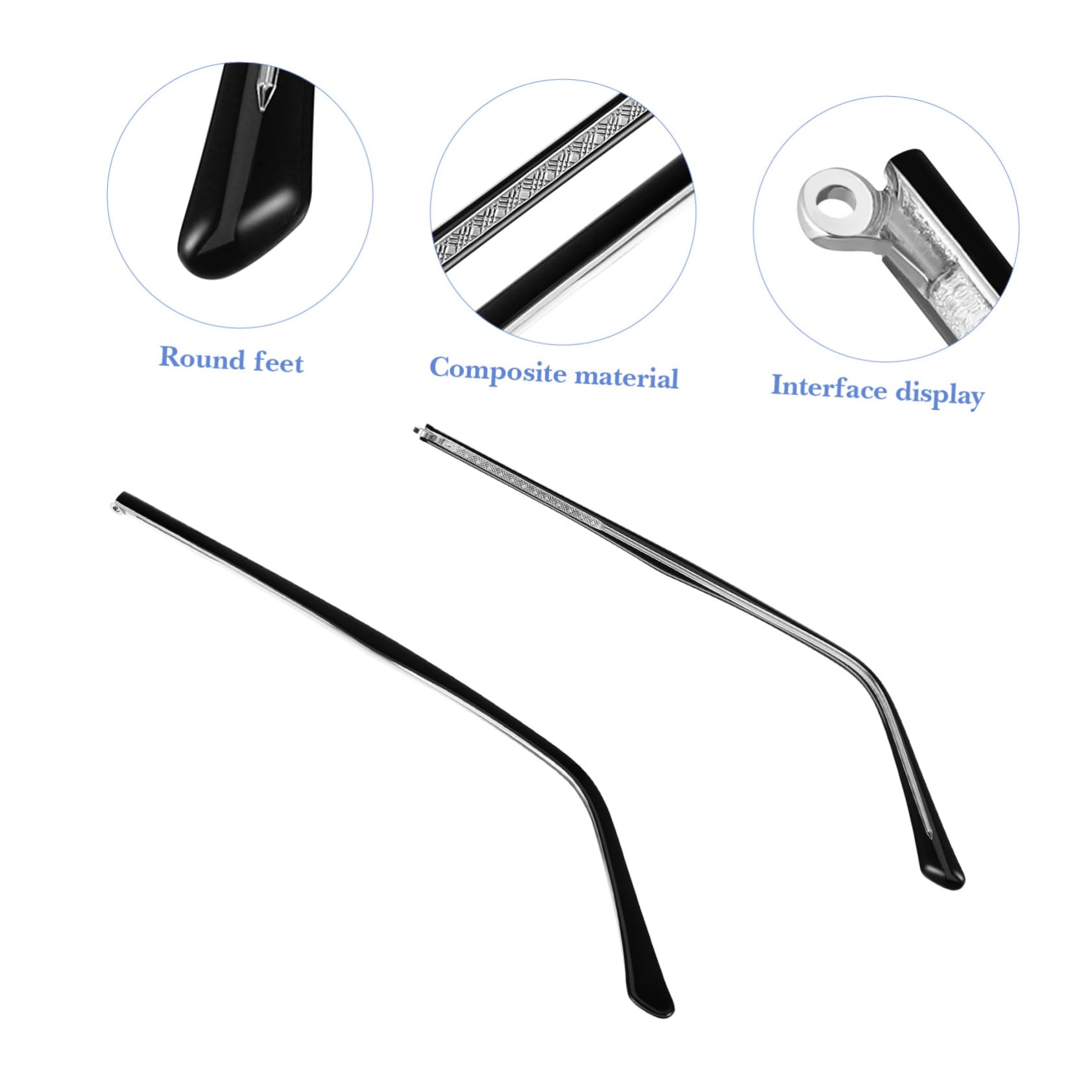 POPETPOP Universal Metal Glasses Replacement Arm - Black Eyeglass Repair Kit for Sunglasses, Reading Glasses & Frames | Perfect for Broken Arm Repairs & DIY Eyewear Fixes at Home or Office