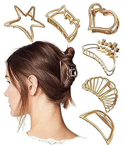 Glamifirsto 6-Pack Metal Hair Claw Clips for Women - Multi-Design Banana Clips, Strong Hold Hair Accessories for Girls & Women - Perfect for Updos, Ponytails & Everyday Hairstyles