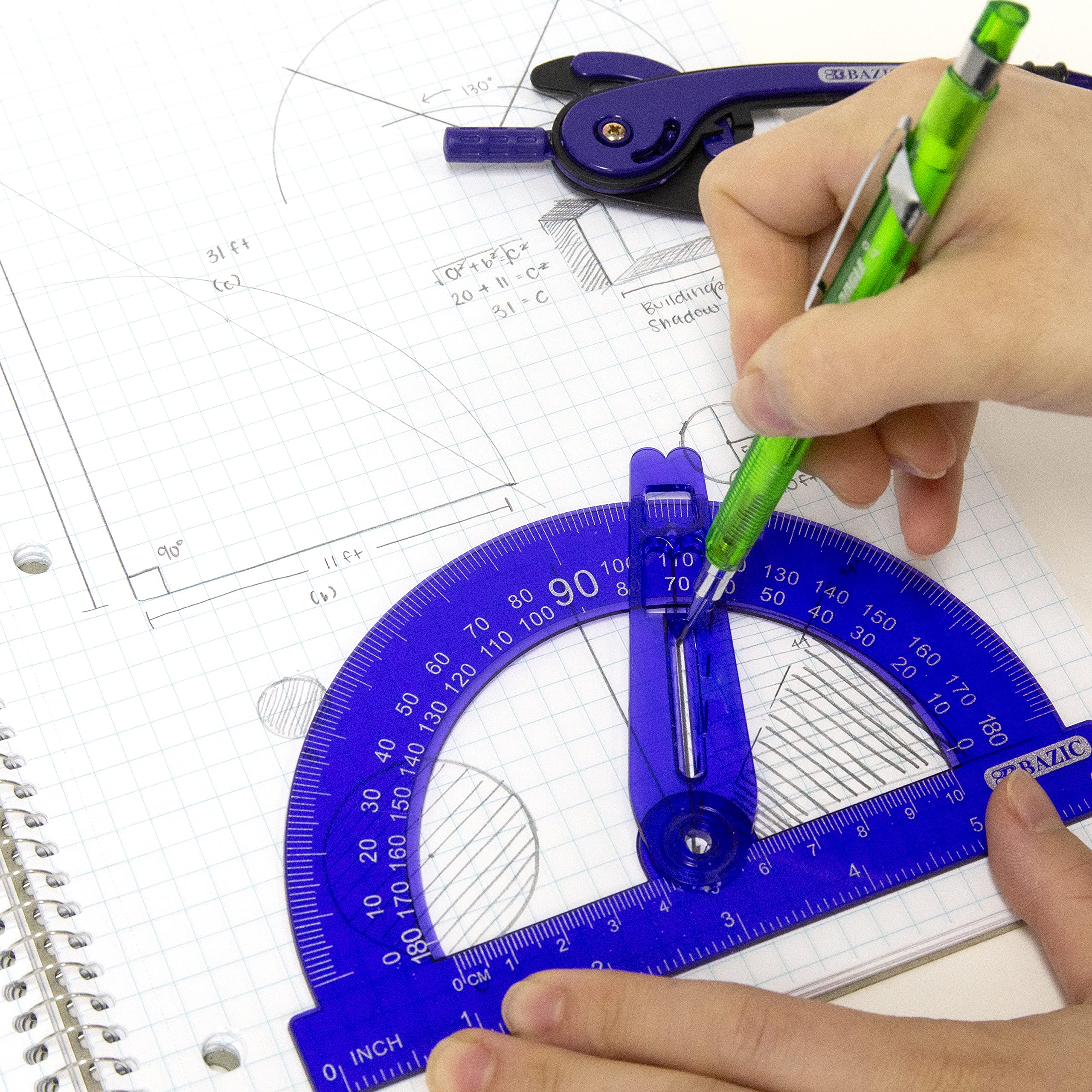 BAZIC 144-Pack Geometry Math Compass Set with Scale-Arm, 6