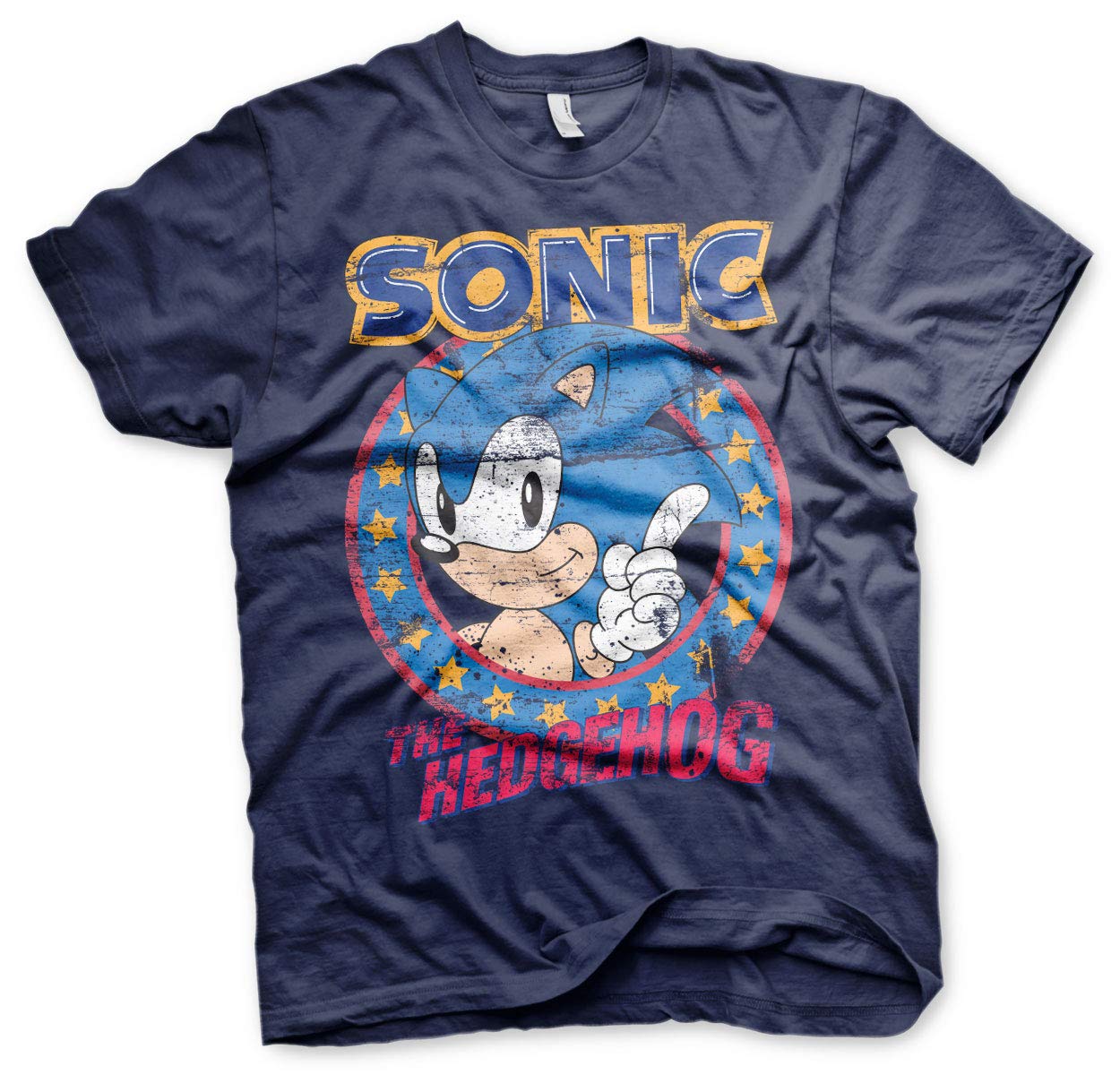Official Sonic The Hedgehog Men's Graphic T-Shirt - Navy Blue, X-Large - Soft Cotton Tee for Gaming Fans & Casual Wear
