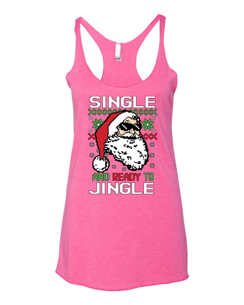Santa Single and Ready to Jingle Christmas Tri-Blend Racerback Tank Top for Women - Festive Holiday Party Outfit & Casual Wear