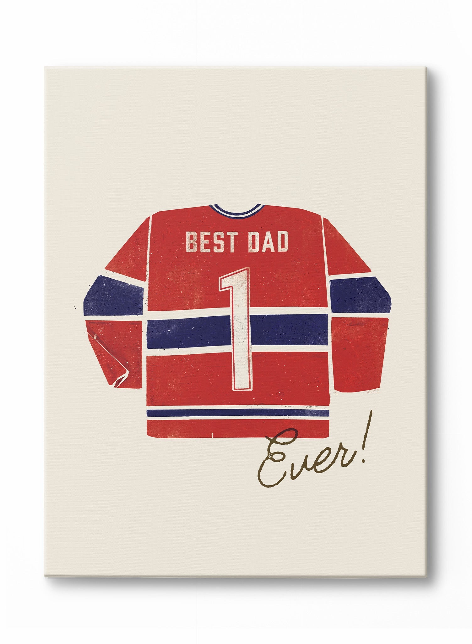 Best Dad Ever T-Shirt - Red and Blue Canvas Print - Perfect for Father's Day Gifts, Birthday Presents & Home Decor