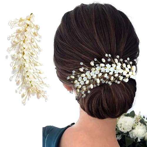 Elegant Floral Pearl Hair Bun & Bridal Brooch Set - Wedding Hair Accessories for Women & Girls - Perfect for Bridal Hairstyles, Prom & Special Occasions
