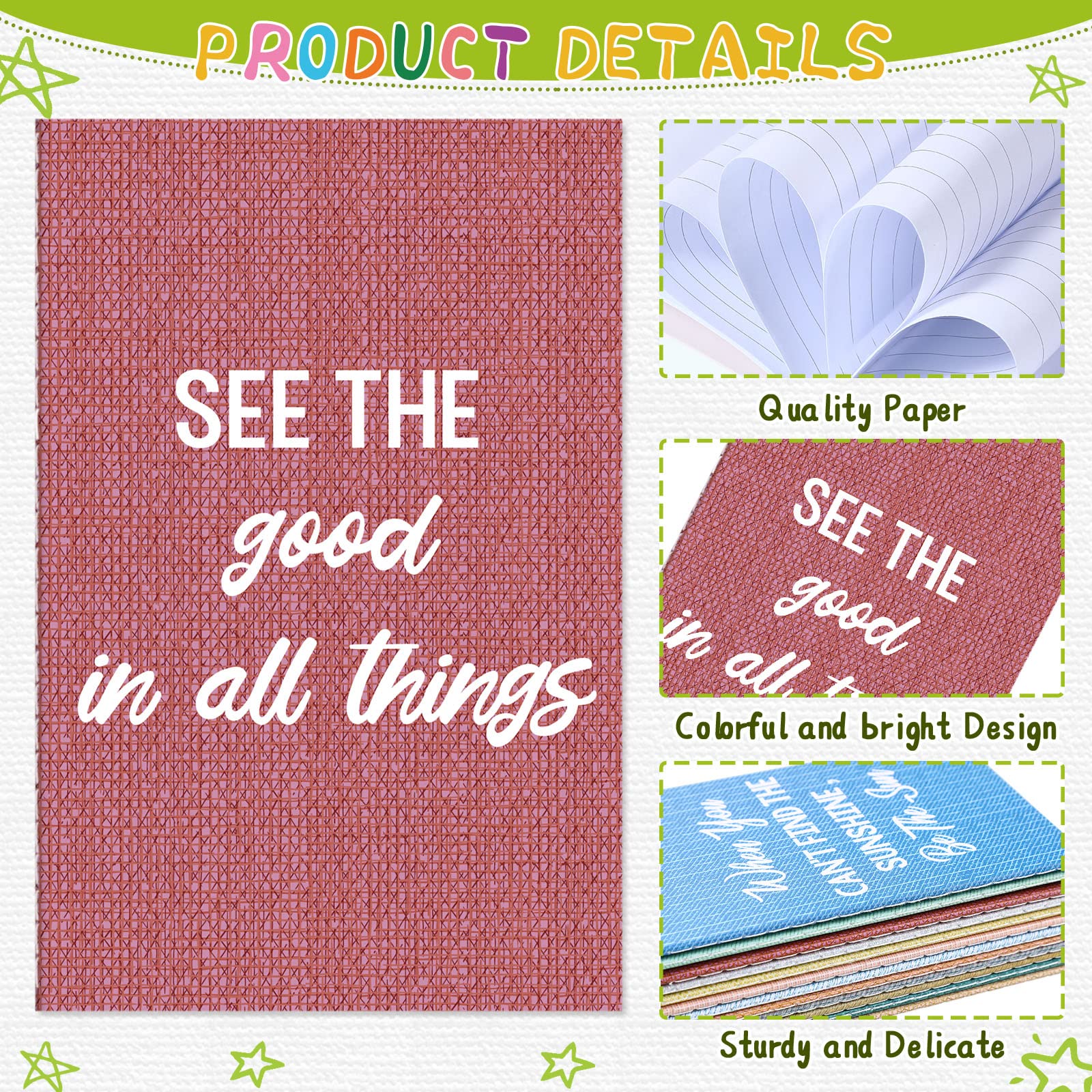 Zonon 24-Pack Mini Colorful Notebooks Bulk - Motivational Journals & Inspirational Notepads for Teachers, Office, Travel - Small Pocket Notebooks with Funny Quotes (Retro Style) - Perfect for Gifts, Prizes & Daily Journaling