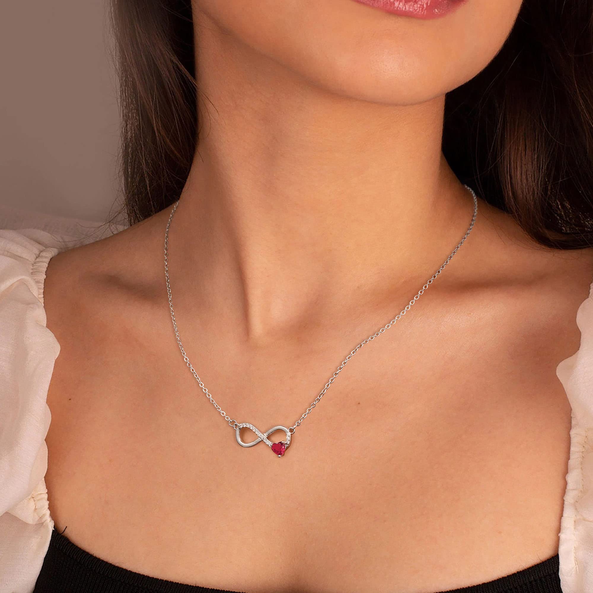 GLIVEOR 14k White Gold Plated Birthstone Necklace - Dainty Jewelry for Women, Perfect Anniversary & Birthday Gift - Ideal for Special Occasions, Date Nights, and Everyday Elegance