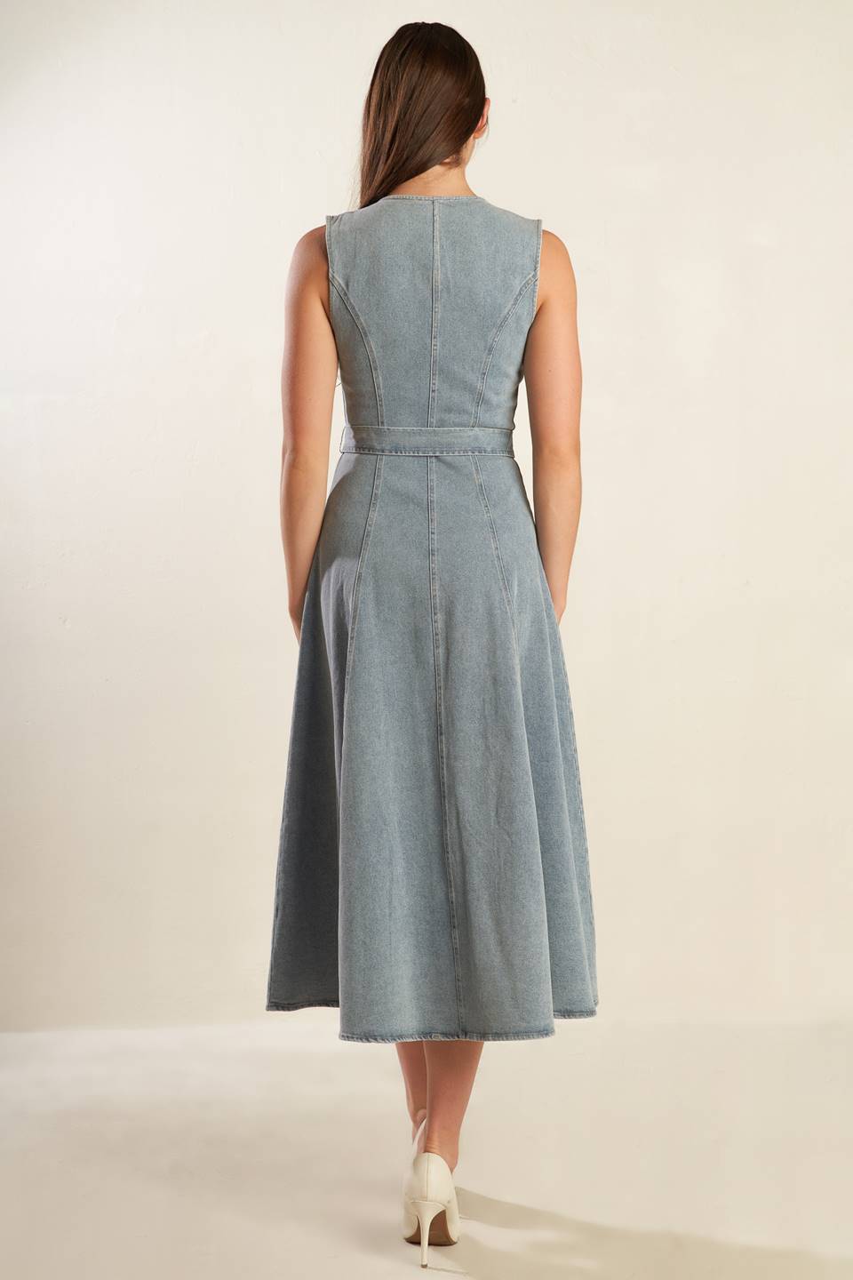 Nautical & Nice Light Denim Midi Dress - Women's Casual Summer Beach Dress for Vacation, Date Night & Outdoor Activities