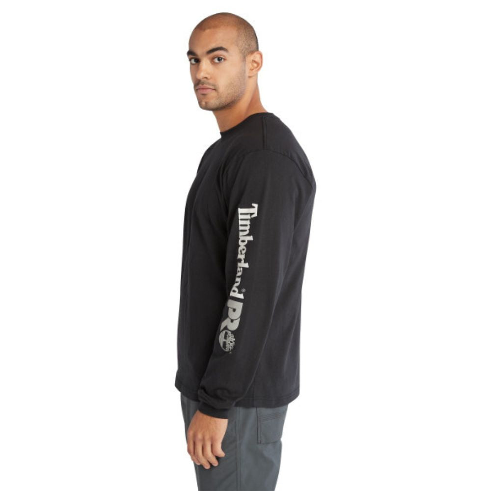 Timberland PRO Men's Core Logo Long Sleeve T-Shirt - Black | Durable Workwear & Casual Shirt for Construction, Outdoor & Everyday Wear