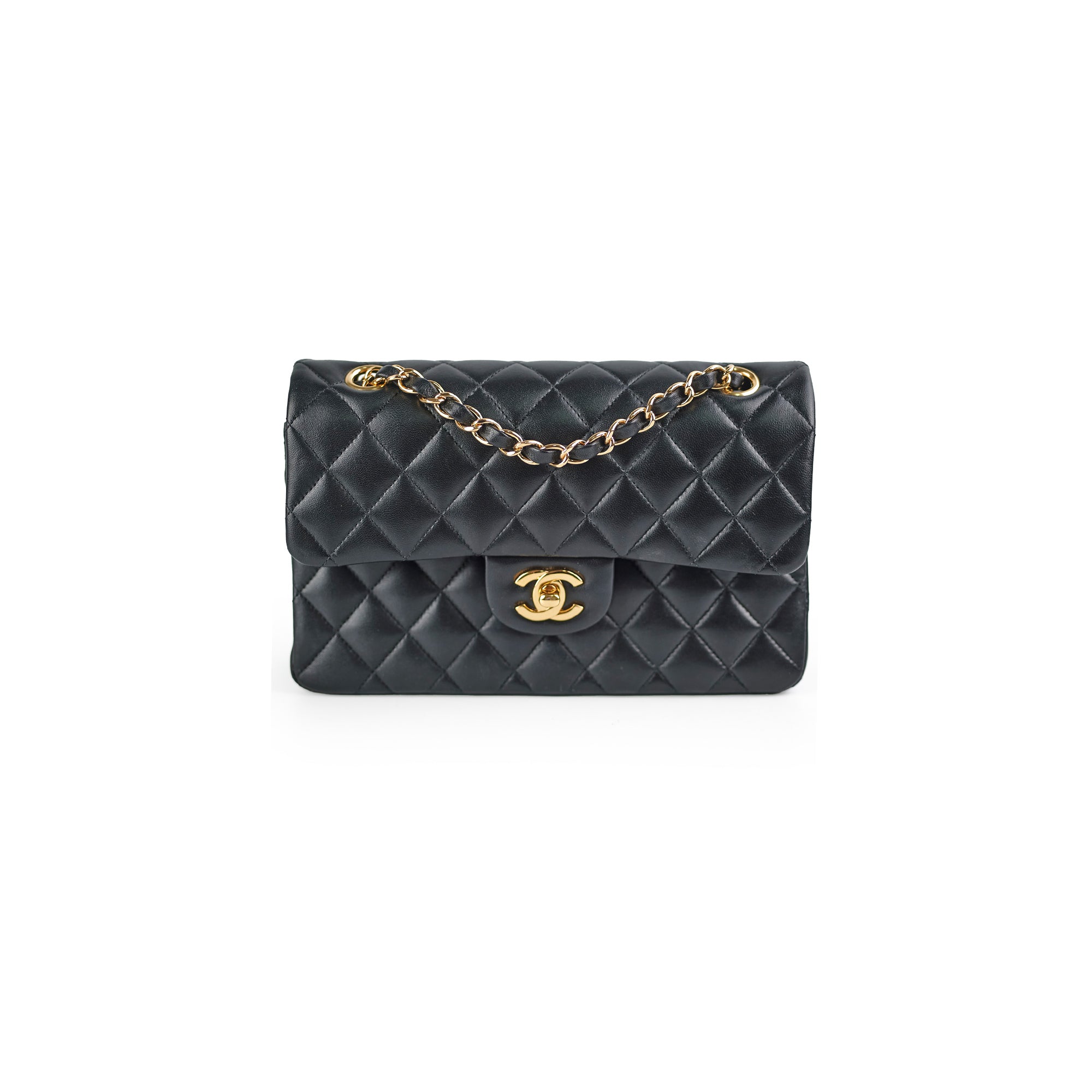 Chanel Small Double Classic Flap Bag in Black Lambskin Leather - Luxury Designer Handbag for Women, Perfect for Evening Events & Special Occasions