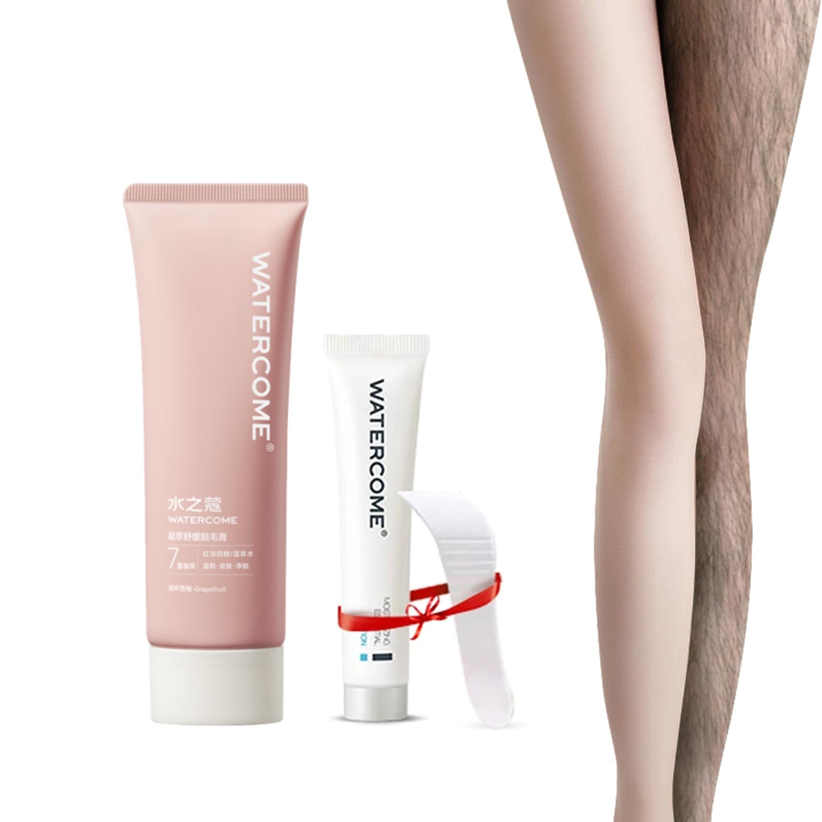 WATERCOME Hair Removal Cream for Women & Men - 30g/50g/80g/120g/220g Options - Gentle, Painless & Fast Body Hair Remover with Soothing Repair Cream (80g+20g) - Perfect for Legs, Arms, Bikini Area & Facial Hair Removal at Home