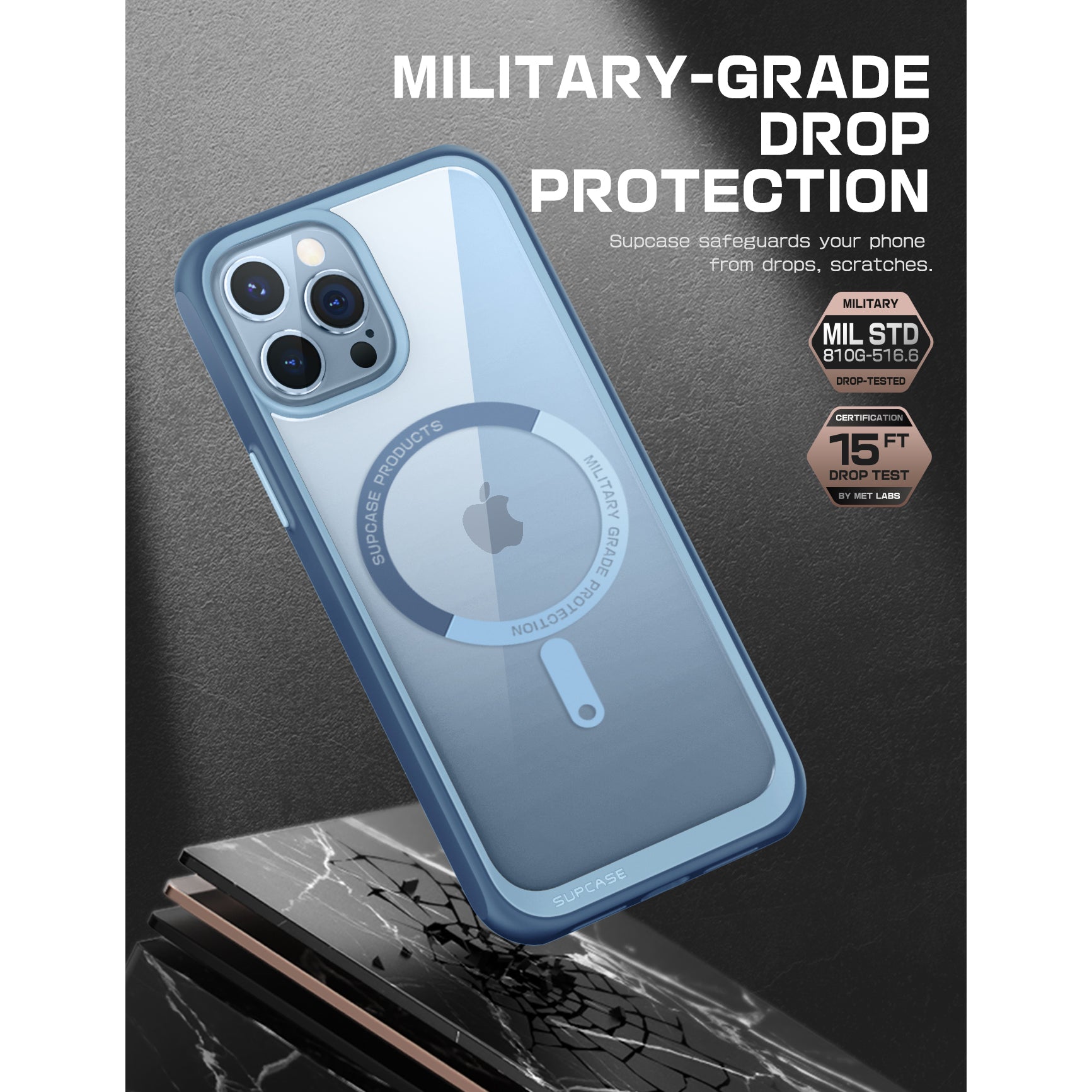 iPhone 13 Pro Max Case 6.7 Inch - Unicorn Beetle MAG Slim Clear Protective Cover with MagSafe Compatible in Blue | Perfect for Everyday Use, Work & Travel Protection
