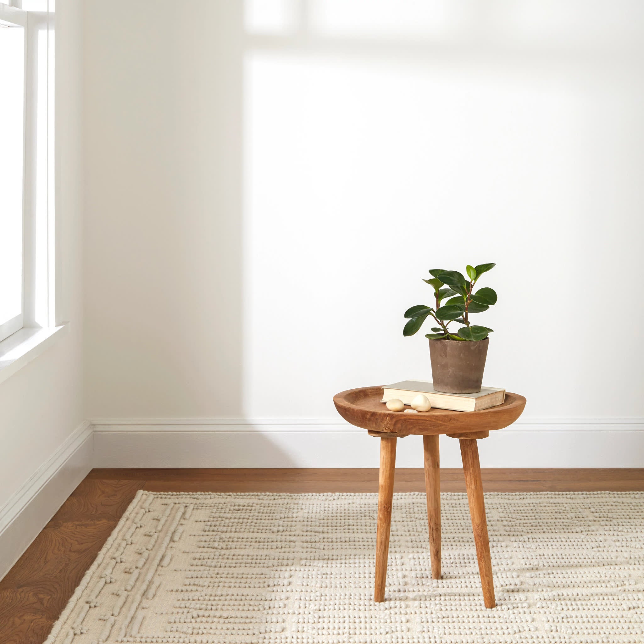 Handwoven Wool Area Rug by Campbell - Soft & Durable for Living Room, Bedroom, or Office - Plaster Color