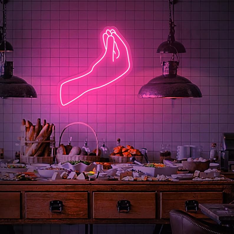 Custom Hand Gesture LED Neon Sign - 'Victory Yeah' Italian Neon Light for Bedroom, Living Room & Office Wall Decor | Perfect for Home, Bar, Cafe & Party Decorations