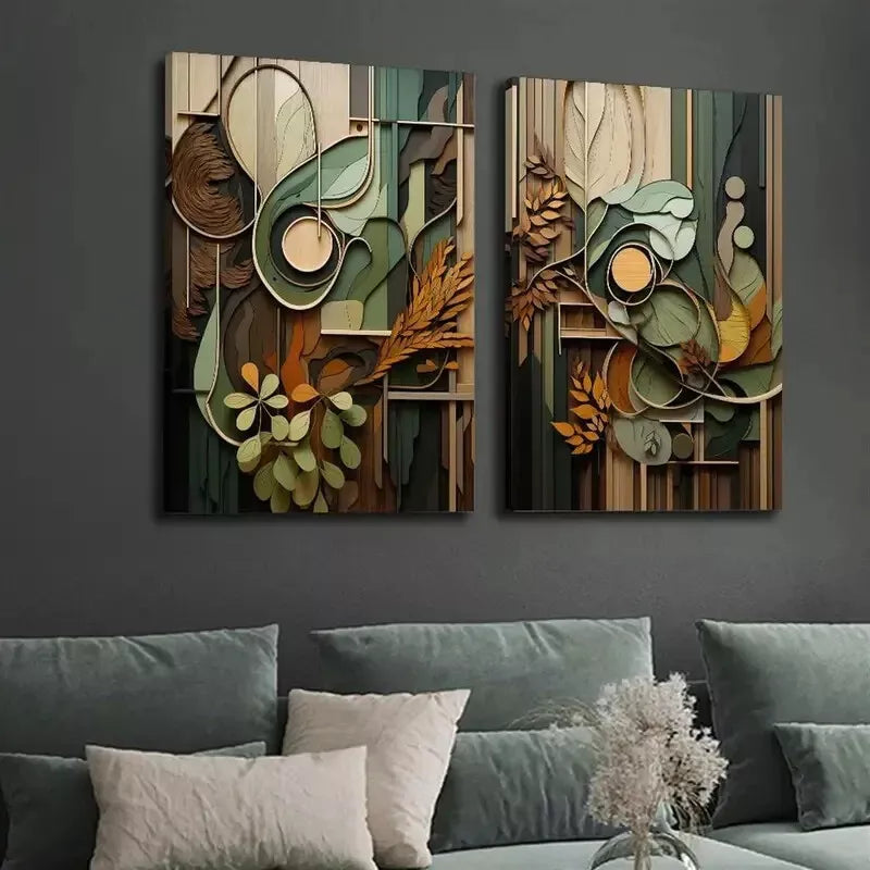 2-Piece Earthy Neutral Tone Canvas Wall Art Set - 50x75cm Framed High-Quality Print | 100% Australian Made | Ready to Hang | Perfect for Living Room, Bedroom & Office Decor