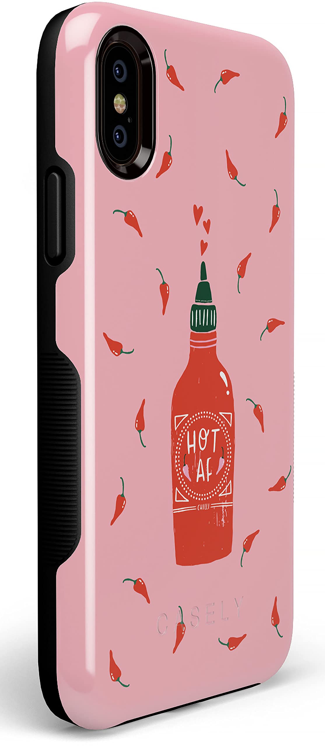 Casely iPhone Xs Max Case - Spicy AF Pink Chili Hot Sauce Design | Shockproof Protective Phone Cover | Perfect for Foodies, Hot Sauce Lovers & Trendy Accessories