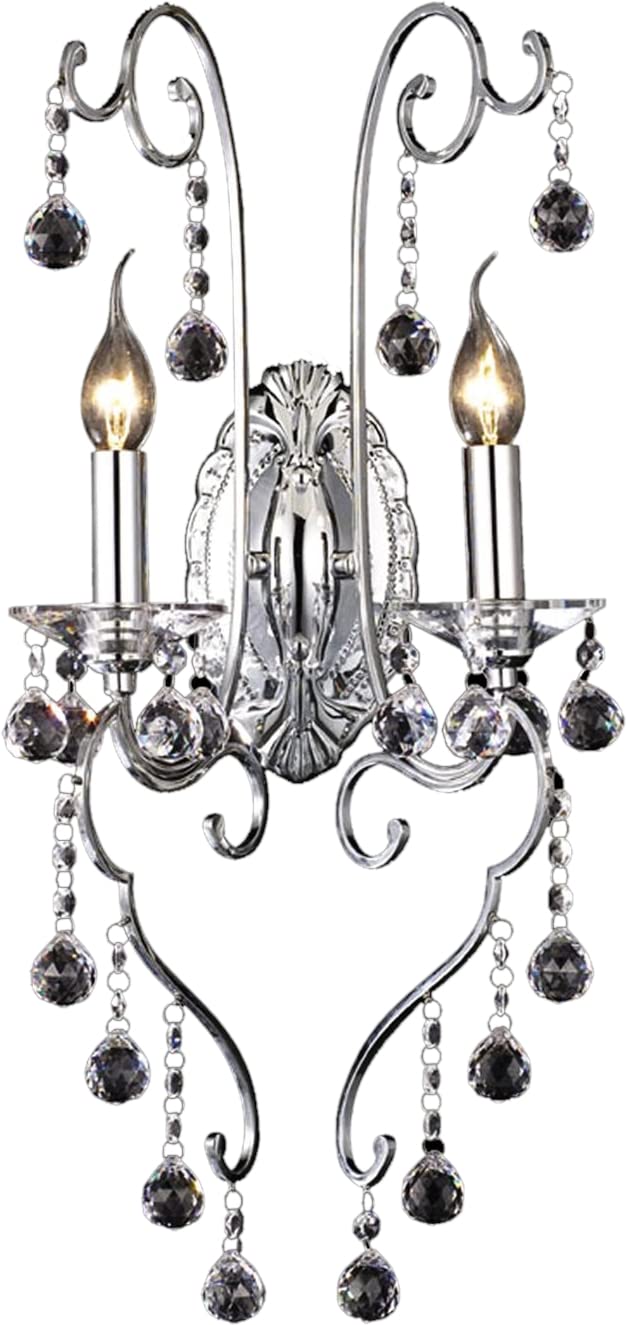 Dale Tiffany Mansfield 2-Light Wall Sconce - Solid Crystal & Polished Chrome Finish for Elegant Home Lighting | Perfect for Living Room, Bedroom, or Hallway Decor