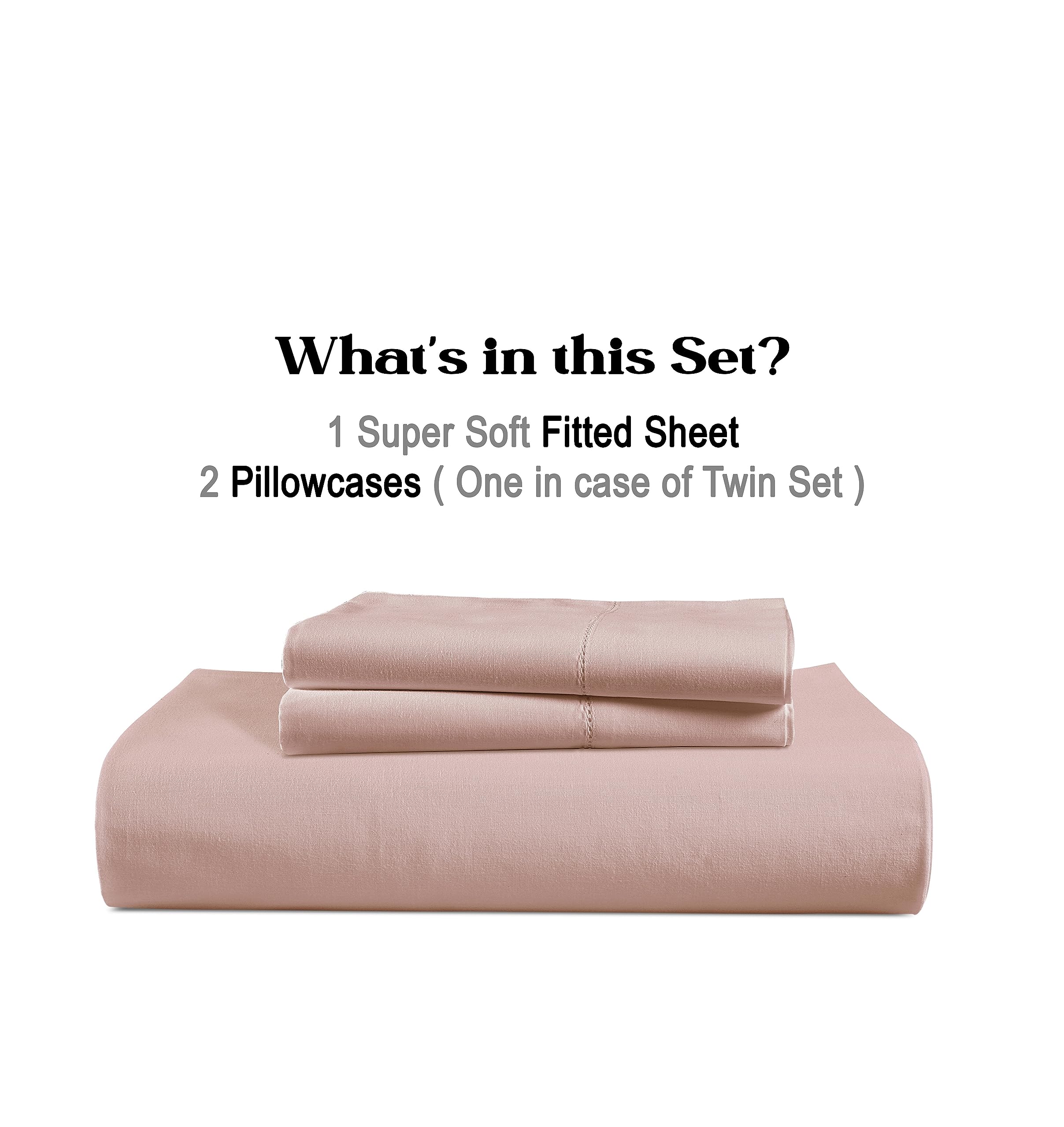 100% Organic Cotton Queen Size Fitted Sheet - Soft, Breathable & Eco-Friendly - Fully Elasticized with French Seams for Secure Fit - Perfect for Bedrooms, Guest Rooms & Vacation Homes - Includes Matching Pillowcases (Sepia Rose)
