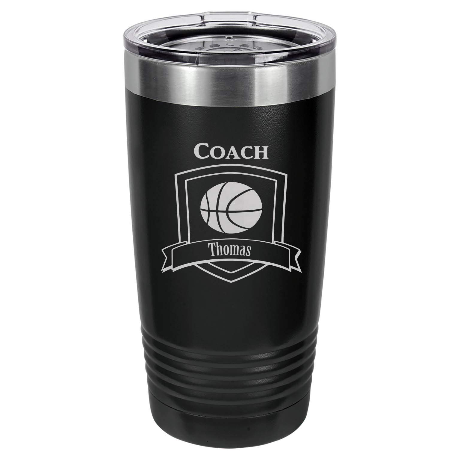 Personalized Basketball Coach Tumbler - Custom Engraved Insulated Cup - Perfect Gift for Basketball Coaches, Players & Fans - Ideal for Games, Practices & Team Events