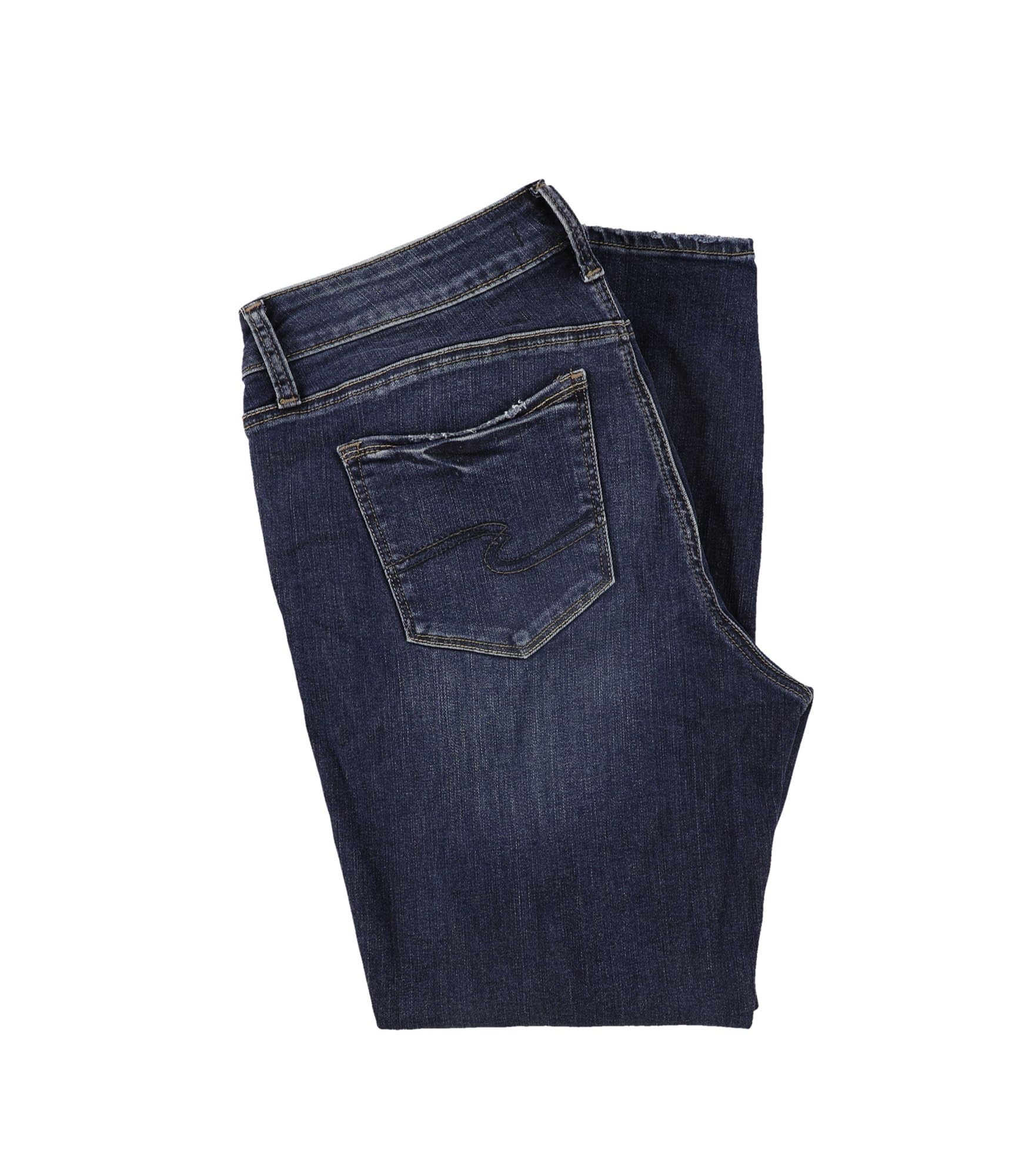 Silver Jeans Co. Women's Elyse Distressed Skinny Jeans - High Waist Stretch Denim Pants in Light Blue (Size 24) | Perfect for Casual Wear, Date Night & Everyday Outfits