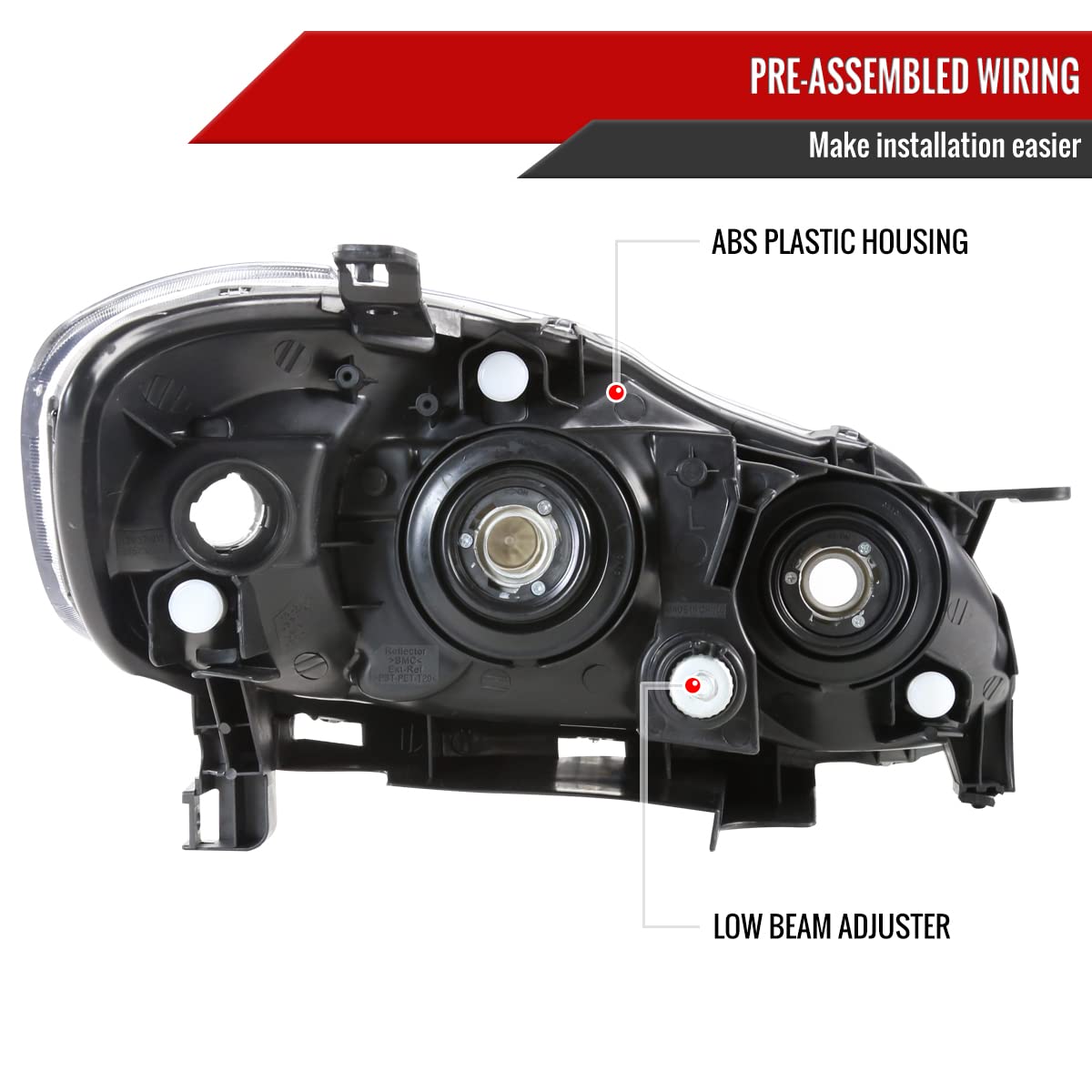 03-08 Toyota Corolla CE LE S JDM Replacement Black Clear Headlights & Lamps - Perfect for Night Driving & Car Upgrades