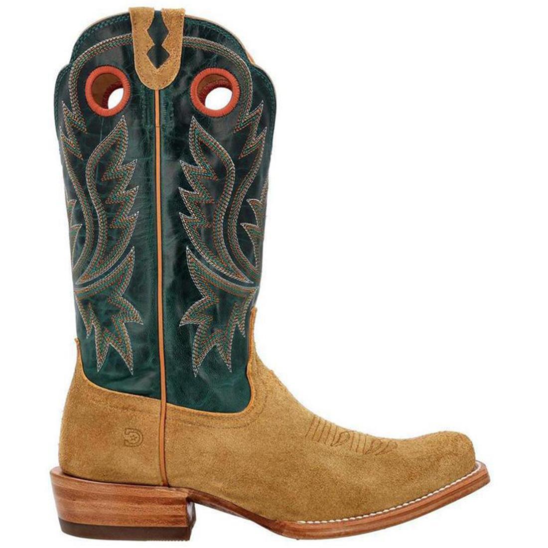 PRCA Roughout Western Boots for Men - Goldenrod & Deep Teal Cowboy Boots - Perfect for Rodeo, Horse Riding & Country Fashion
