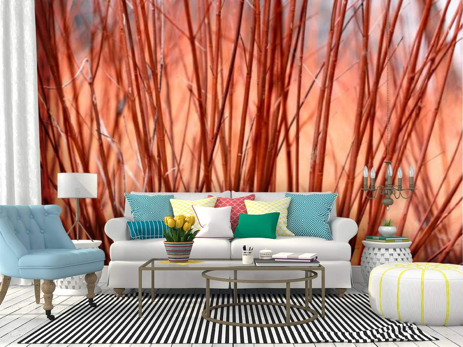 RECETHROWS Peel and Stick Wallpaper - Brown Dogwood Branches Winter Design, Self-Adhesive Removable Vinyl Film for Home Decor | Perfect for Living Room, Bedroom, Nursery & Office Walls