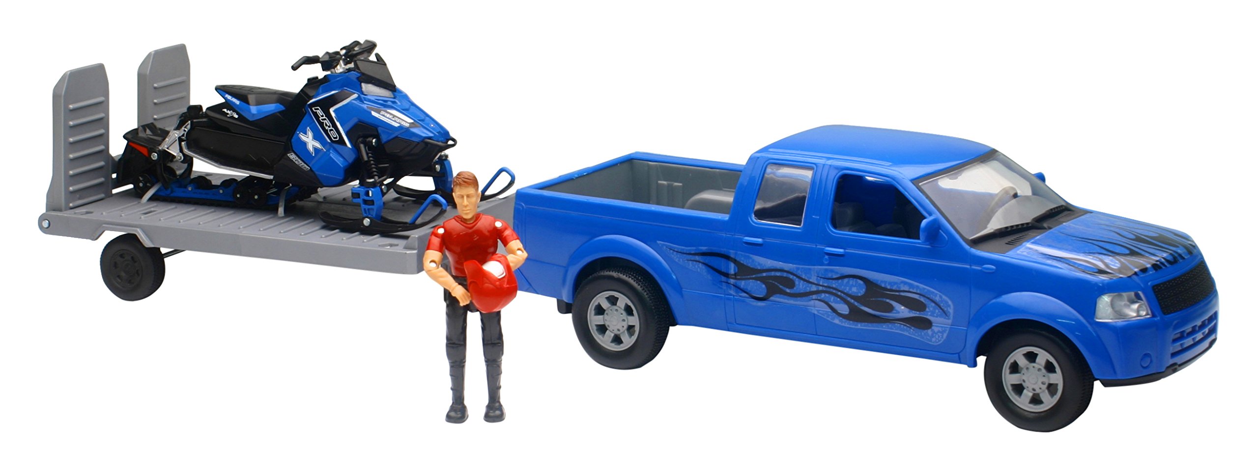 New-Ray Toys Polaris Snowmobile Pickup Truck - Remote Control RC Car for Kids, Boys & Girls - Winter Adventure & Outdoor Play Toy Gift