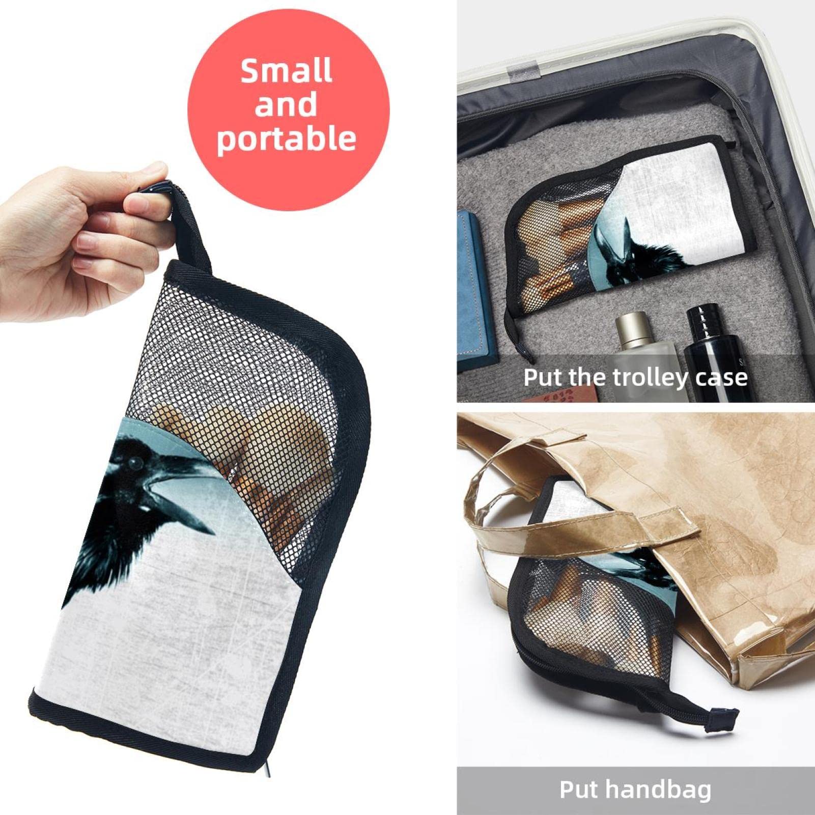 Premium 12-Piece Makeup Brush Organizer Bag with Portable Holder Case - Black Crow Design for Travel & Home Storage | Ideal for Makeup Artists & Beauty Enthusiasts
