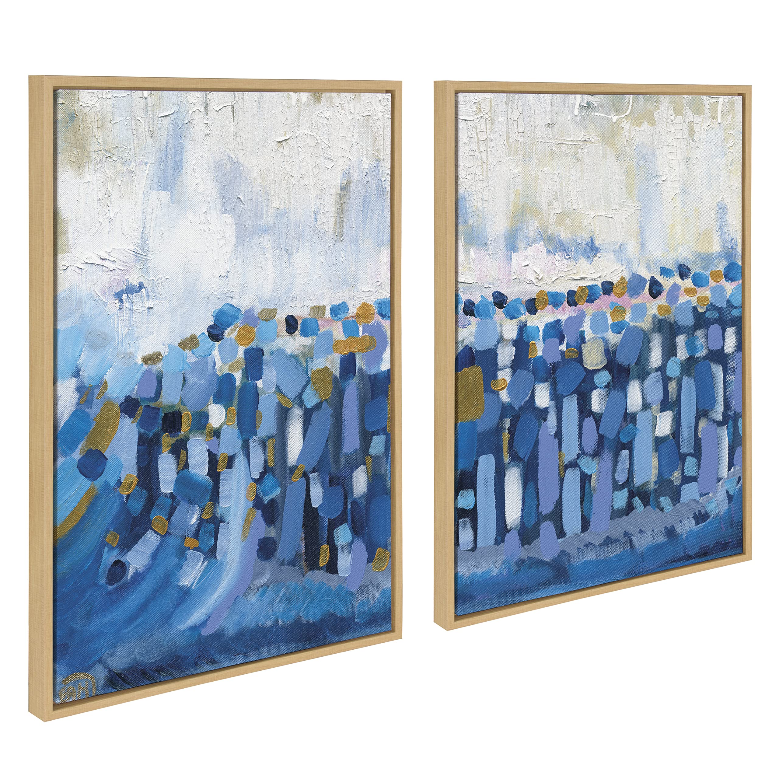 Kate & Laurel Sylvie Queen Elizabeth II Framed Canvas Wall Art by Leah Nadeau - 2 Piece 23x33 Natural Modern Abstract Art Set for Living Room, Bedroom & Office Decor