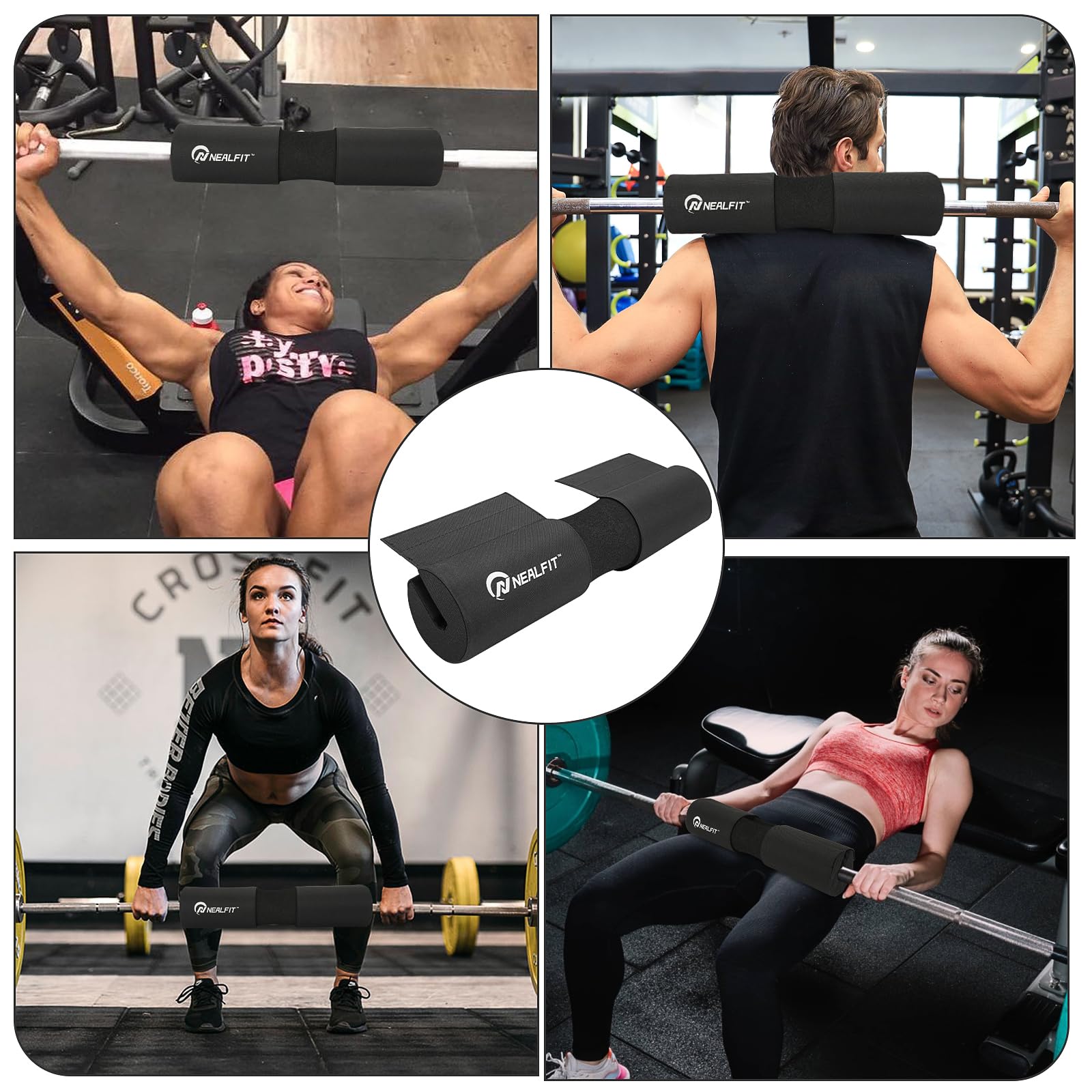 Barbell Squat Pad with Thick Nylon Padding - Hip Thrust & Shoulder Support for Squats, Lunges - Fits Olympic & Standard Weight Bars - Perfect for Home Gym & CrossFit Workouts