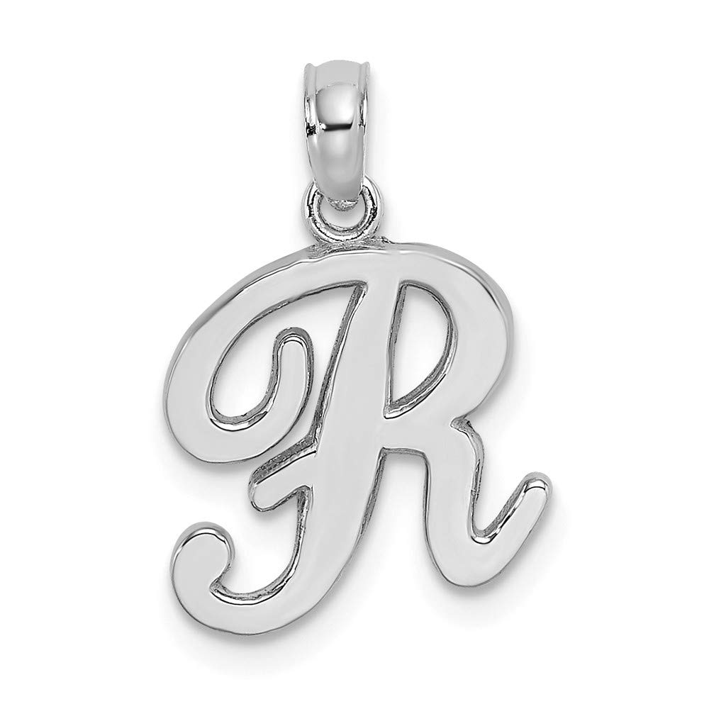 10K White Gold R Initial Letter Alphabet Charm Pendant - Personalized Jewelry Gift for Women, Men, Couples | Birthday, Anniversary, Valentine's Day, Christmas Present