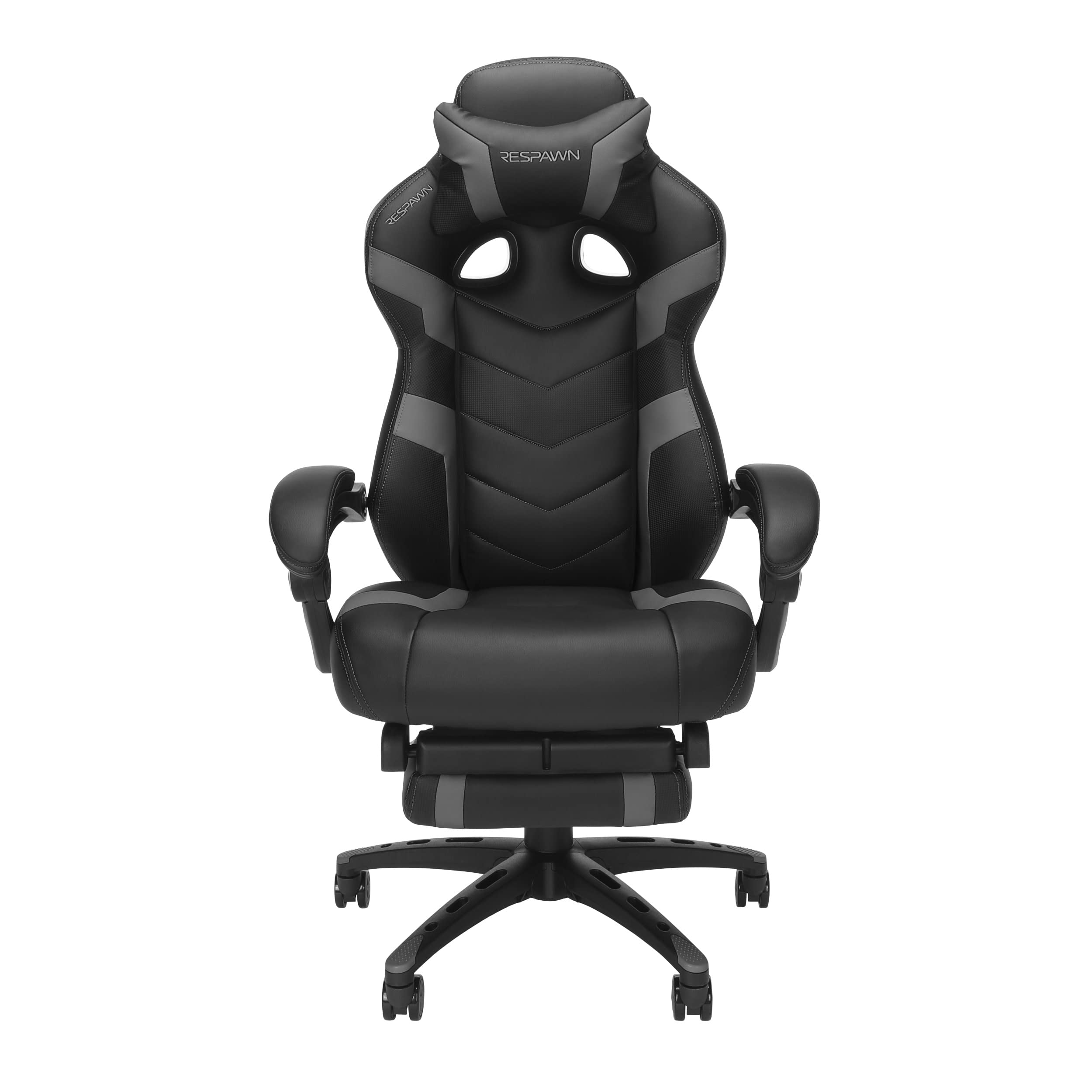 RESPAWN 110 Pro Ergonomic Gaming Chair with Adjustable Footrest & Headrest - Reclining Computer Desk Chair for Adults - Grey | Perfect for PC Gaming, Home Office & Streaming Setup