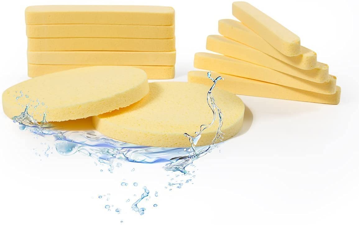 TopFinder® 12-Piece Magic Compressed Facial Sponges - 100% Natural Professional Cosmetic Spa Sponges for Face Cleansing, Massage, Pore Exfoliation, Mask Application & Makeup Removal | Ideal for Daily Skincare, Spa Treatments & Travel Beauty Essentials
