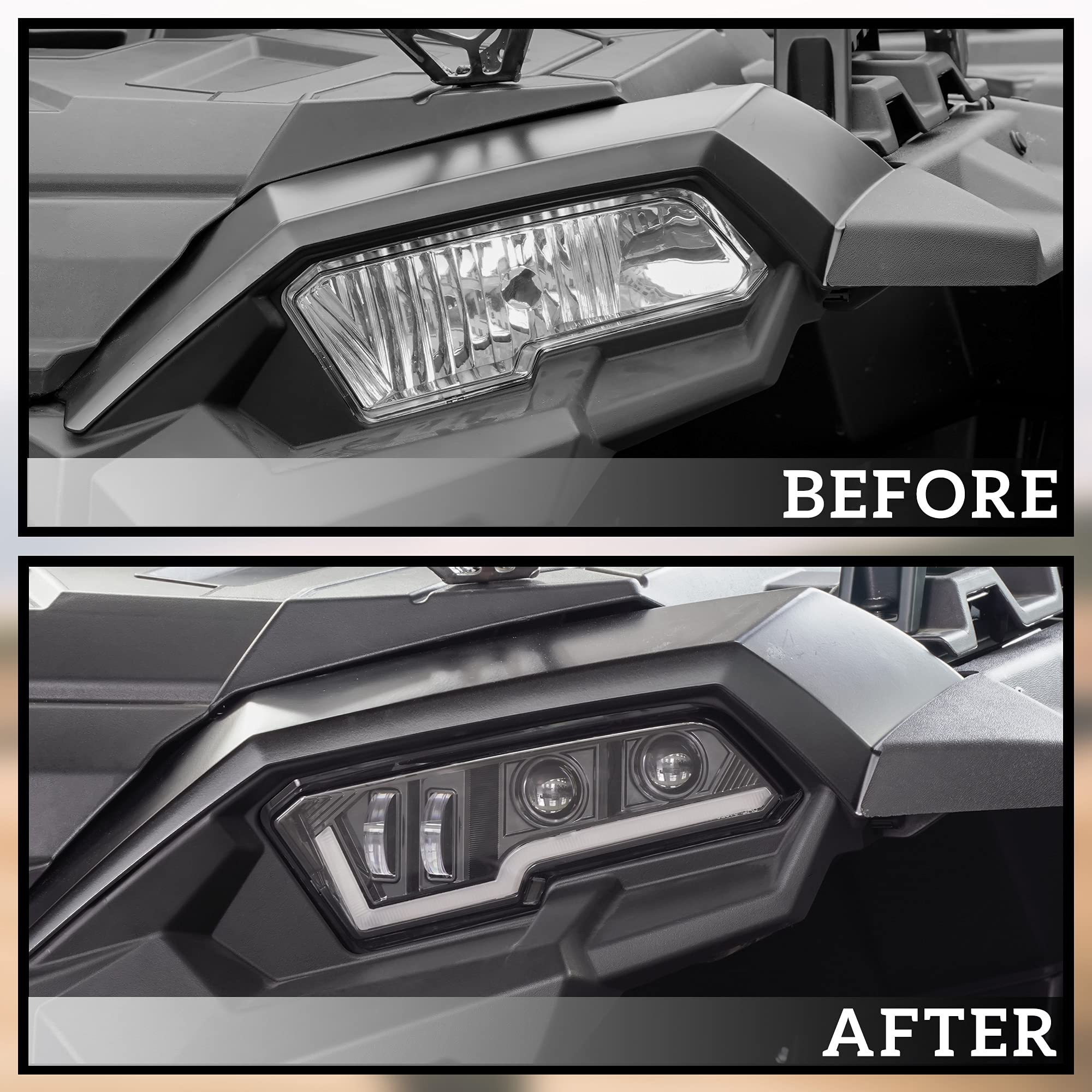 SAUTVS LED Headlights for Polaris Sportsman XP 1000/850/570/450 - High/Low Beam DRL Turn Signal - 2017-2025 Upgrade for Off-Road Adventures