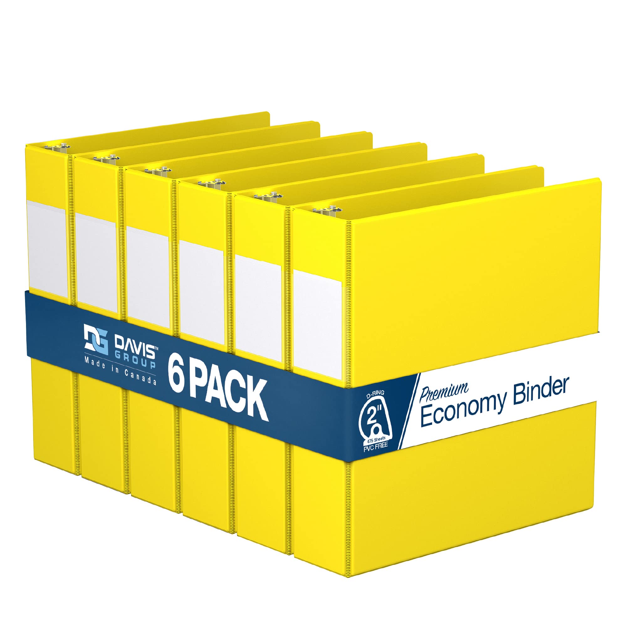 Premium 2-Inch 3-Ring Binders - D Ring Notebooks for School, Office & Home - 6-Pack Colored Binders (Yellow) - Ideal for Organizing Documents, Notes & Presentations