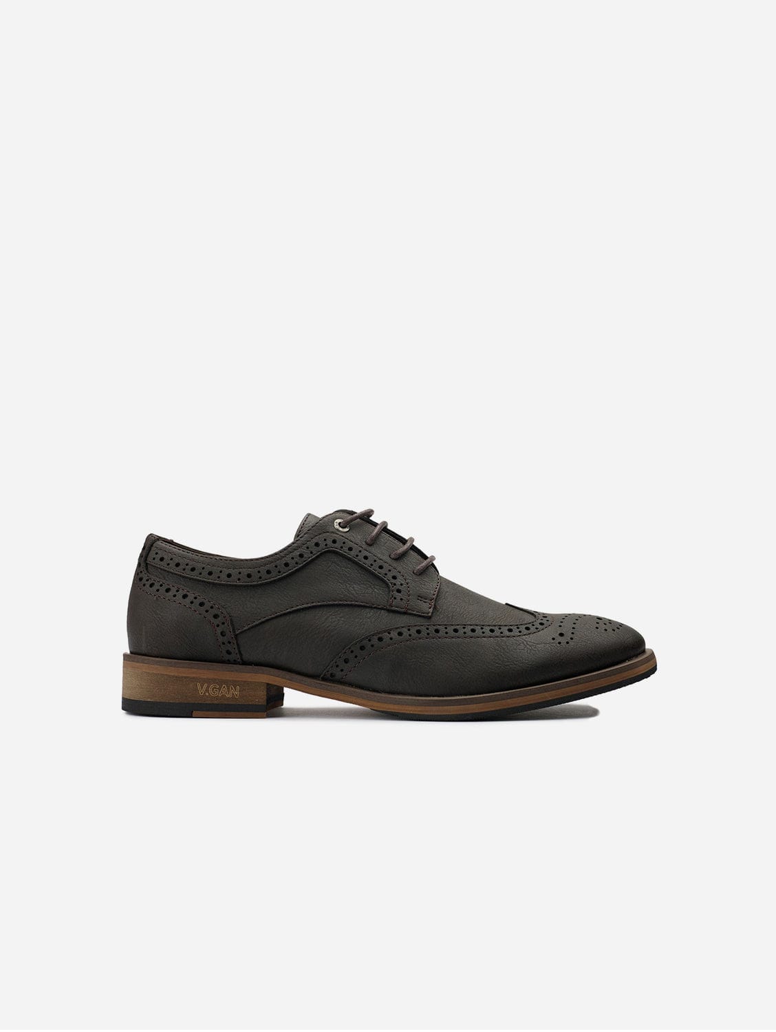 Barley 2 Men's Vegan Leather Brogue Shoes - Comfortable Brown Oxford Style Dress Shoes for Business, Office & Formal Occasions