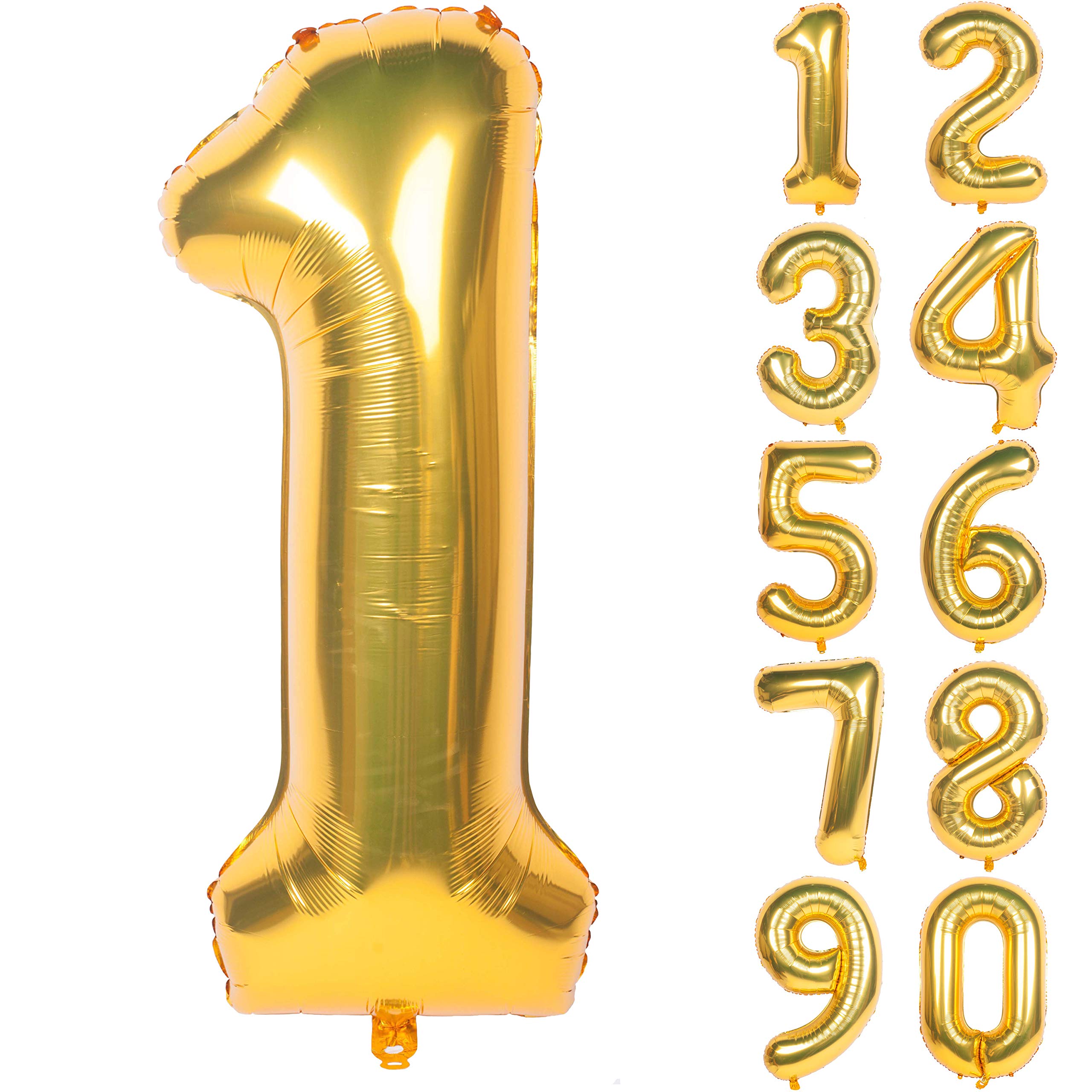 40 Inch Gold Number Balloon - Large Foil Number 1 Balloon for Birthday Parties, Anniversaries & Special Events Decorations
