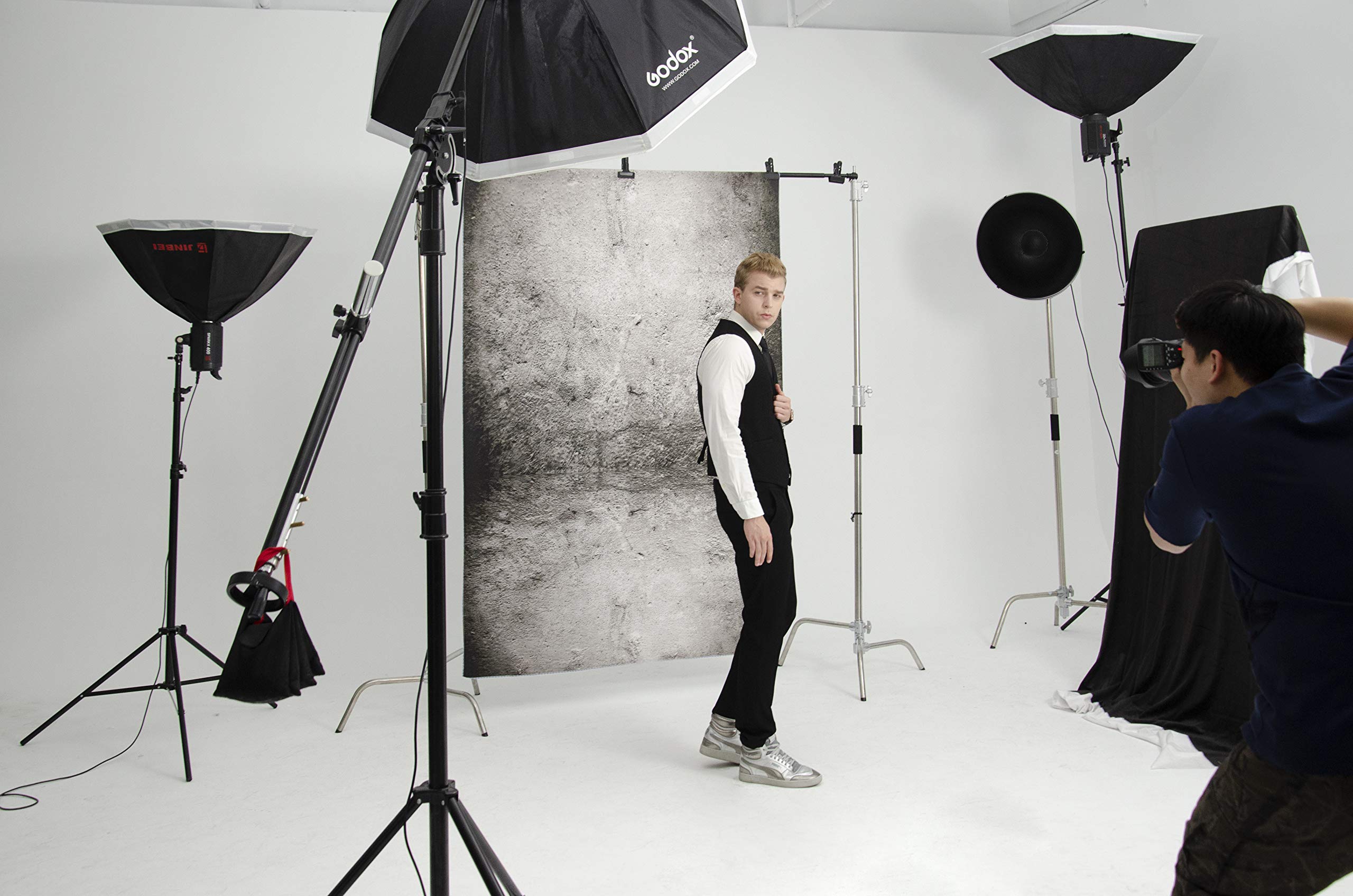 10x10ft Grey Retro Stone Wall Backdrop - Photo Studio Props for Photography