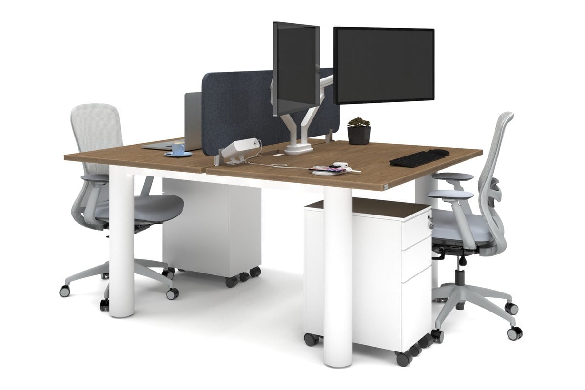 Quadro Cylinder Leg 2-Person Office Workstation Desk - 1400L x 800W with Cable Management - Perfect for Collaborative Workspaces & Modern Offices